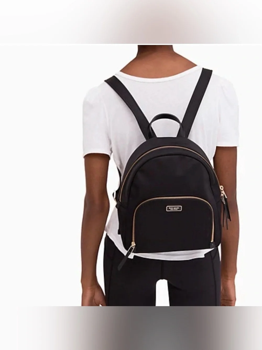 kate spade Retro Modern Black Dawn Medium Backpack Nylon Lightweight Coquette